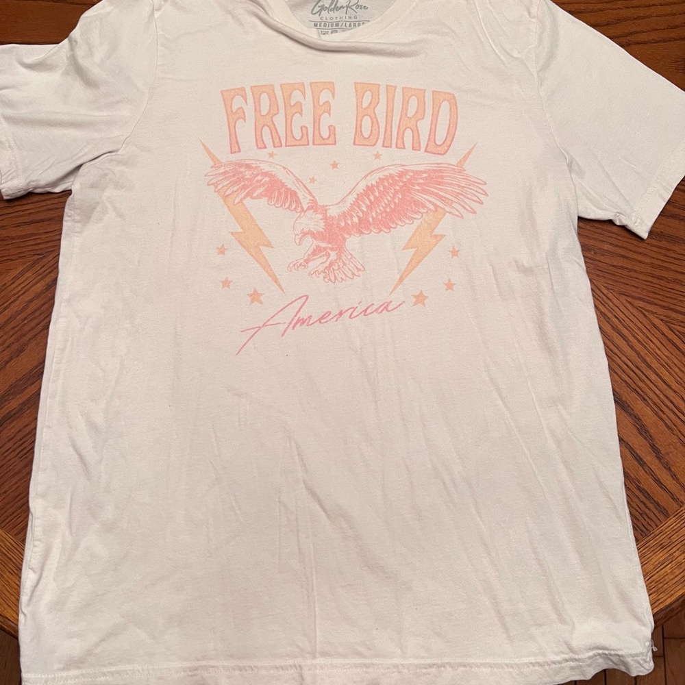 White and Pink Free Bird T-Shirt